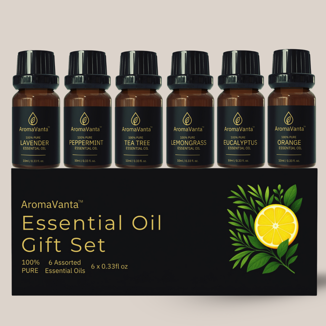 AromaVanta Essential Oils Gift Set – 6 Pure Aromatherapy Oils (10ml)